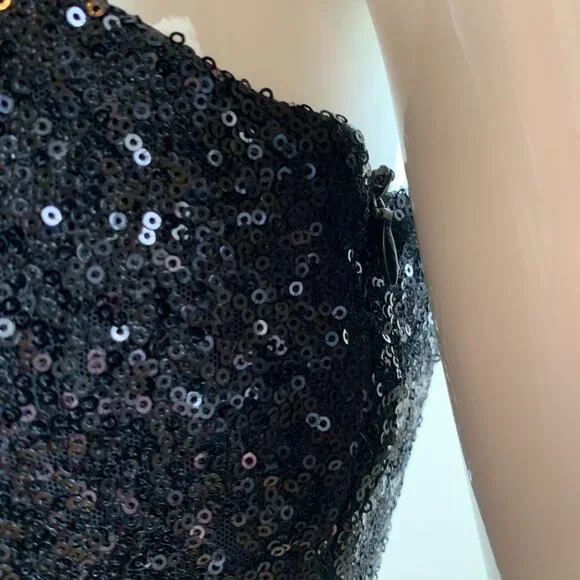 Aqua Black Sequin stretchy short dress small